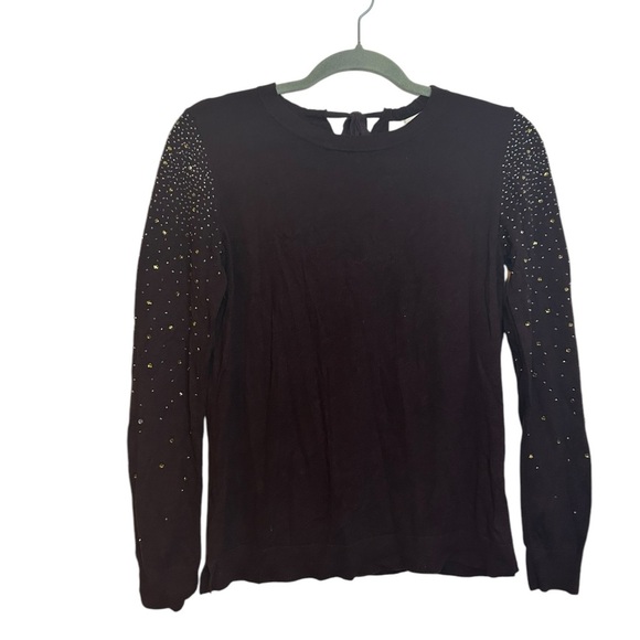 Loft Deep Burgundy Beaded Tie Back Sweater Women’s Size Medium - Picture 1 of 5
